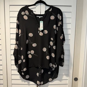 Blusa Daniel Rainn Koda Cuello Dividido Negra Floral Para Mujer XXL NUEVA CON ETIQUETAS - Imagen 1 de 11