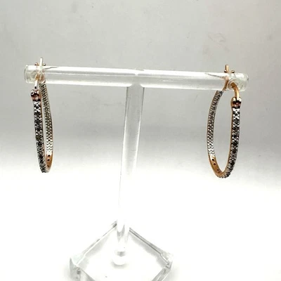 Pendientes de aro de oro rosa 925 circonita cúbica joyería informal Vermeil  Foto 1 de 4