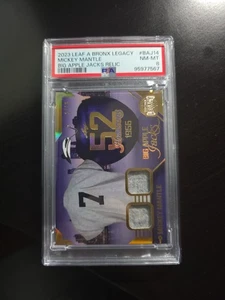 2023 Leaf A Bronx Legacy Mickey Mantle Big Apple Jacks Dual Jersey 2/15 PSA 8 - Picture 1 of 2
