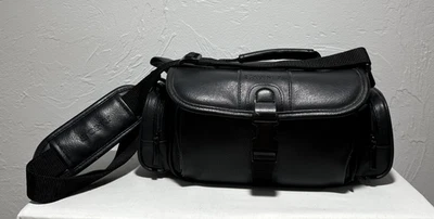 Sony Black Faux Leather Video Camera Bag, Camcorder Case Strap 12.5"x6" Vintage - Image 1 of 4