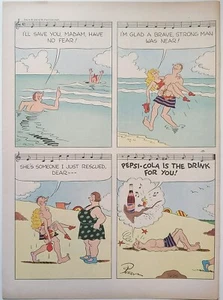 1947 Vintage Pepsi Cola Print Ad. Cartoon Streifen. Post 2. Weltkrieg. - Bild 1 von 1