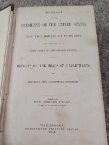 Botschaft des Präsidenten der Vereinigten Staaten 1874 Hardcover-Buch - Bild 1 von 14
