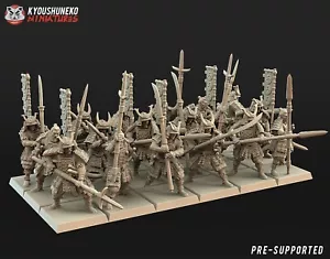 Japanese Samurai Spearmen Unit, Kyoushuneko, Wargames Feudal Warrior Miniature - Picture 1 of 1