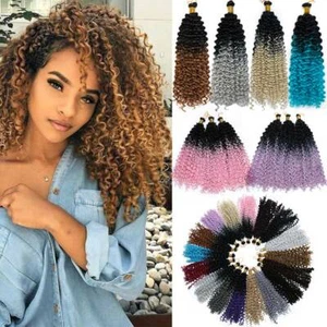 Water Wave 14" Crochet Twist Braids Long Deep Kinky Curly Wavy Hair Extensions - Picture 1 of 33