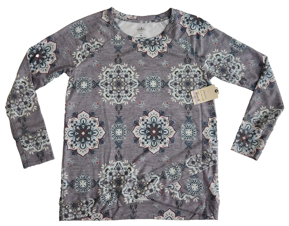ST JOHN'S BAY WOMEN'S PETITE GRAY FLORAL SWEATER BLOUSE $37.00 - Image 1 of 4
