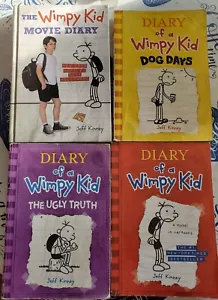 DIARY OF A WIMPY KID, 4 Books by Jeff Kinney (3 Paperback/1 Hard Cover) - Picture 1 of 2