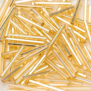 Perline vintage ceche bugle dritte foderate argento paglia oro 20 mm 15 g 10406002 - Foto 1 di 1