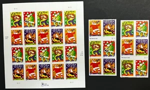 2003 USPS 32 Weihnachtsmarken Scheibe & Block 0,37 skurril musikalisch Santa Rentier - Bild 1 von 3