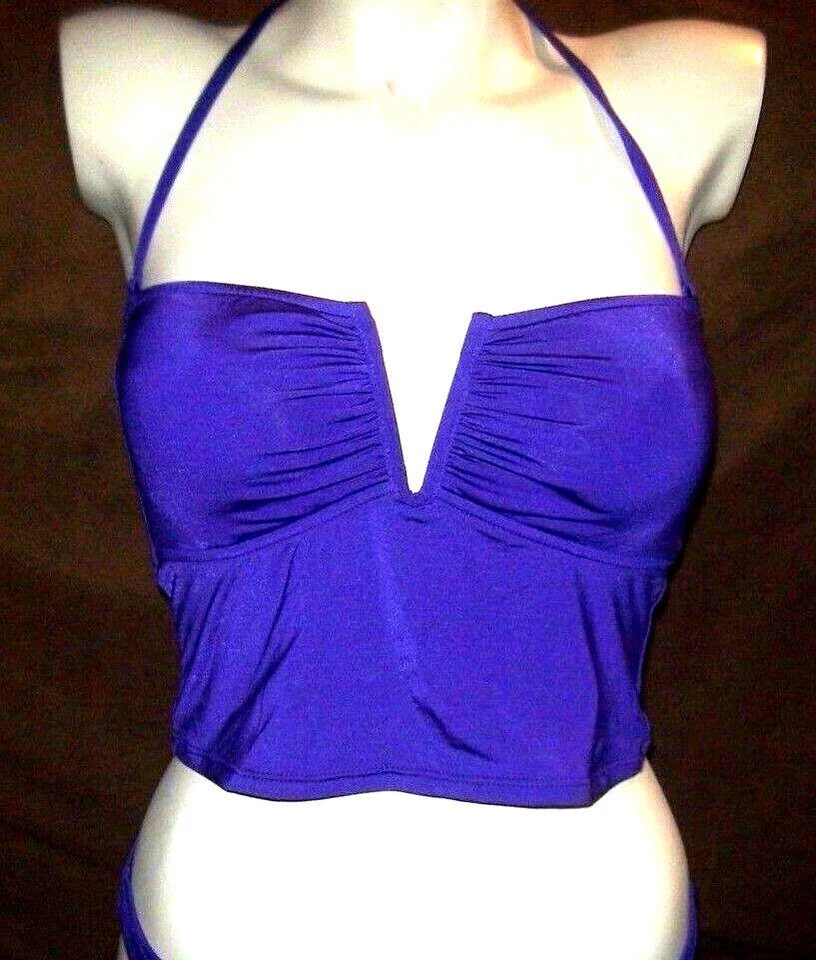 NUEVO RALPH LAUREN Talla S Pequeño TRAJE DE BAÑO Bikini Tankini Púrpura Sólido Top Foto 1 de 2
