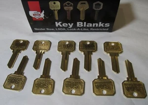 10x USA MADE LSDA 1145-NB SCHLAGE/BR 35 100C UNCUT BLANK KEYS DO NOT DUPLICATE - Picture 1 of 3