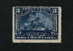 US Revenue 1898 R165 Battleship Documentary Tax Stamp 3c Used - Picture 1 of 2
