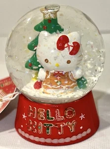 HELLO KITTY Gingerbread Mini Christmas Snow Globe Glass 2.35" Decor Gift NWT - Picture 1 of 19
