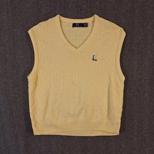PGA Tour Sweater Vest Vintage Mens XL Pullover Sleeveless Cotton Yellow - Picture 1 of 13