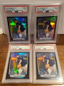 Lot of (4) - 2014 1ST BOWMAN CHROME BLACK REFRACTOR TREA TURNER PSA 9 #/75  - Picture 1 of 4