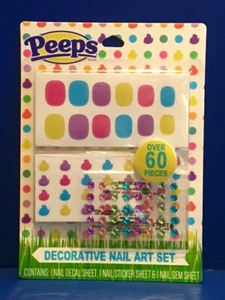 Nuevo JUEGO DE ARTE DE UÑAS DECORATIVAS PEEPS 60 piezas Hoja de calcomanías Pegatinas CHICK Hoja de gemas - Imagen 1 de 2