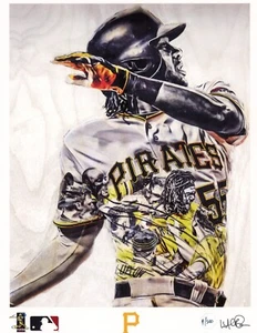 Josh Bell Pittsburgh Pirates 8x11 Druck Auto von Künstler Lauren Taylor & #9/500! - Bild 1 von 1