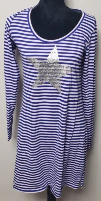 Victoria's Secret ночная рубашка женщин средний синий полоски Серебряная звезда длинным рукавом - Изображение 1 из 4