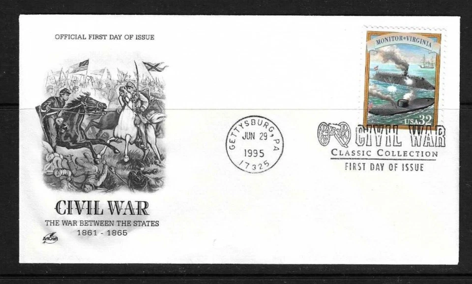 US SC # 2975a Civil War FDC / Monitor And Virginia . Artcraft Cachet... - Image 1 of 1