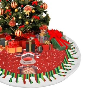 Elk New Year Xmas Decor Xmas Tree Skirt Christmas Carpet Floor Mat Cover - Picture 1 of 17