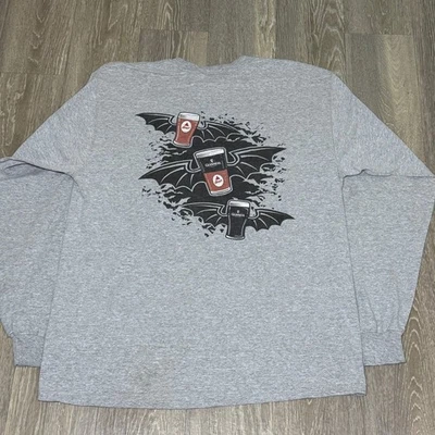 Vintage Guinness Bass Ale Beer Promo Tee Gray Long Sleeve Lg Spider Web Bats Y2K - image 1 of 4