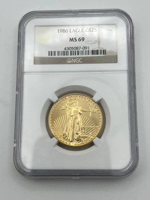 1986 1/2 oz American Gold Eagle MS-69 NGC - Image 1 of 2