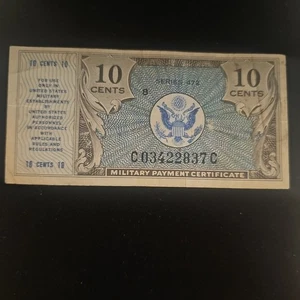 Series 472 Military Payment Certificate 10 Cents Year 1948-52 #178 - Picture 1 of 3