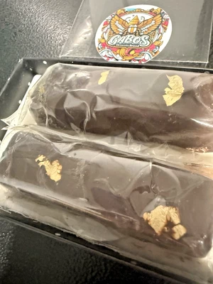 GOLD Flake x2 HANDMADE  DUBAI CHOCOLATE BAR PISTACHIO KATAIFI Dark CHOCOLATE BAR - Image 1 of 4