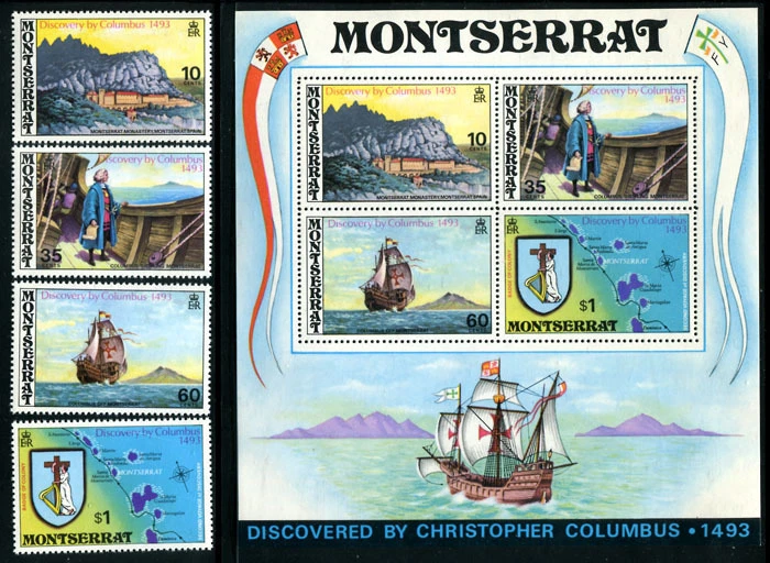 Montserrat 292-295a MNH 450th Ann of Montserrat discovery by Columbus Ship x5495 - Image 1 of 1