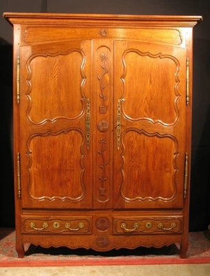 ANCIENNE ARMOIRE LORRAINE EN CHÊNE DU 19 é 3 étagères ou penderie - Photo 1/4