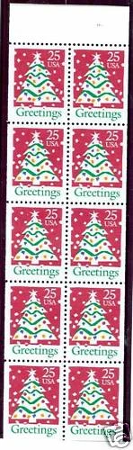 US 2516a Christmas tree Never Folded booklet pane of 10 - Image 1 of 1