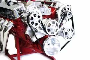 Kit de accionamiento de polea BBC Serpentine Front Runner pulido/cromado alternador de aire acondicionado P/S - Imagen 1 de 11