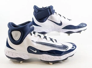 Nike Alpha Huarache Elite 4 Mid White Navy HQ1800-100 Baseball Cleats Size 12 15 - Picture 1 of 9