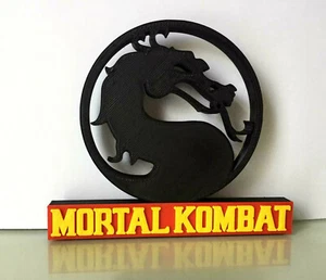 Mortal Kombat Emblem Logo Video Game Collectible Display Symbol Black Stand MK - Picture 1 of 3