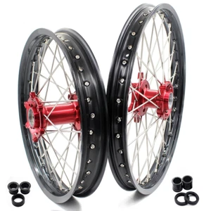 KKE 21/18" Motorcycle Wheels Rims Fit BETA RR 2013-2024 CNC Red Hubs Dirt Bike - Picture 1 of 12