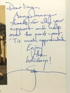 Tarjeta de felicitación navideña firmada a mano por Sherry Lansing CEO ejecutivo de PARAMOUNT STUDIOS - Imagen 1 de 5
