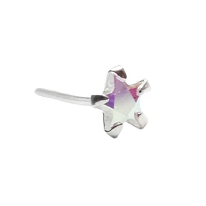 Star Nose Stud CZ AB 3.5mm  22g (0.6mm) 925 Sterling Silver 10mm L Bendable Pin - Picture 1 of 22