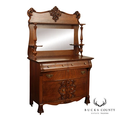 Aparador antiguo victoriano renacentista roble espejado Foto 1 de 4