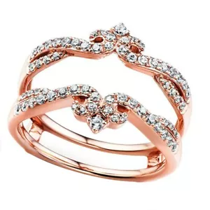 14K Chapado en Oro Rosa Vintage 3/4ct Moissanita Anillos Chaqueta Alianza Banda - Imagen 1 de 3