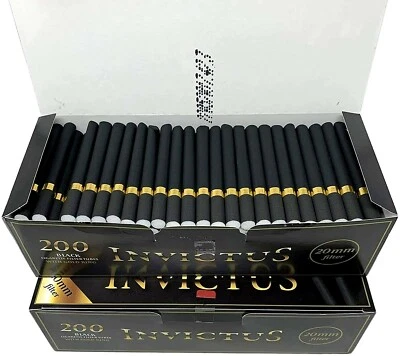 Invictus BLACK premium EMPTY Cigarette Filter Tubes 200 tubes-make your own  - Image 1 of 3