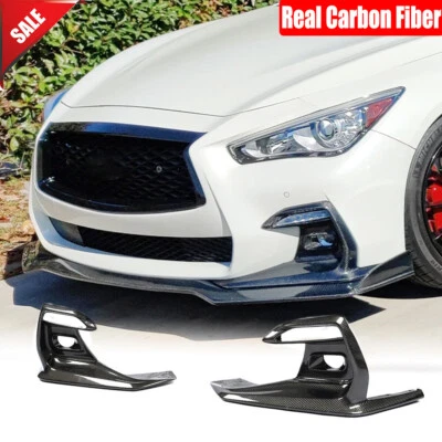 For Infiniti Q50 Sport 2018-2020 Real Carbon Front Fog Light Cover Trim Bezels - Image 1 of 4