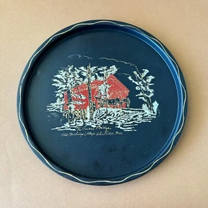 Vintage Tin Drink TRAY, Covered Bridge, Old Sturbridge Village, Mass Nashco Prod - Picture 1 of 9