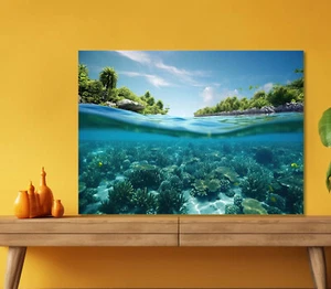 Coral Reef & Trees 5mm thick Plastic Poster Ready to Hang 60x45cm - Picture 1 of 3