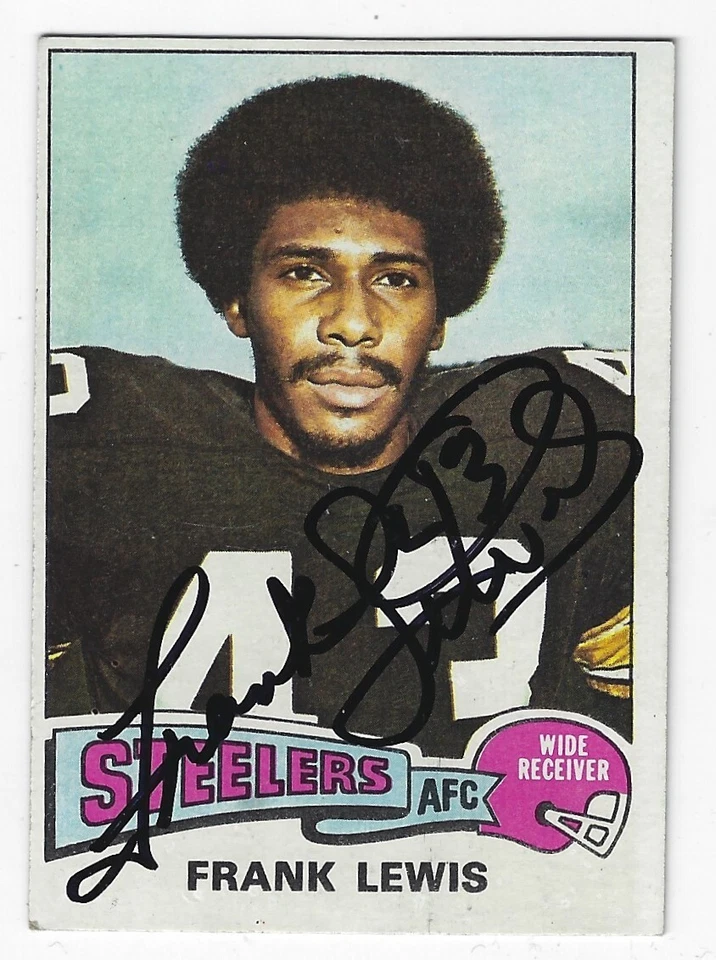 Signed FRANK LEWIS Pittsburgh Steelers 1975 Topps Autographed Card #71 w/COA - Image 1 of 1