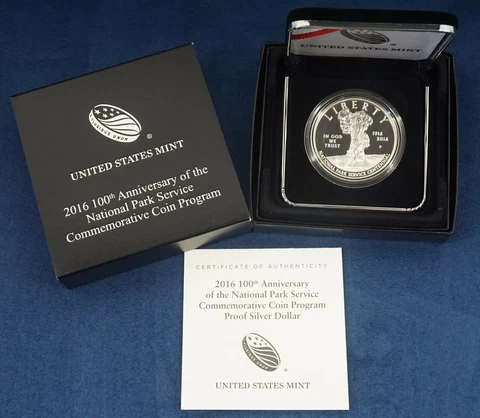 2016 100th Anniversary NPS Silver Proof Dollar w/COA - Free Shipping USA Cover