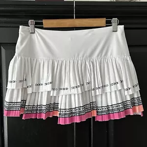Lucky in Love Skort Size Large 12 Tiered White Pink Print Pickle Ball Tennis - Picture 1 of 7