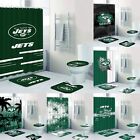 New York Jets Bath Rugs Set 4PCS Shower Curtain Non-slip Mats Toilet Lid Cover