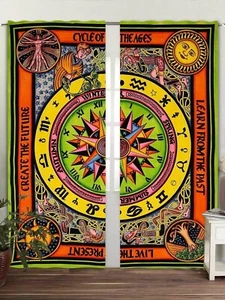 Cycle Of The Ages Cotton Hippie Mandala Tapestry Decor Window Door Curtain Boho - Picture 1 of 4