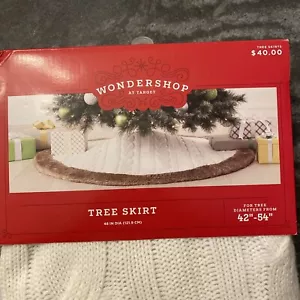 NEW Wonder Shop Cream Cable Knit Tree Skirt, with Faux Fur Trim, 48” Dia. VNTG - Picture 1 of 4