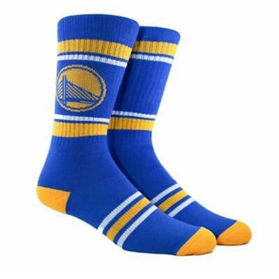 Golden State Warriors NBA Mens Large Socks Fits 6-12 Stripe Crew Curry Blue - Image 1 of 1