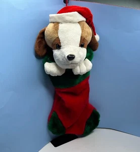Holiday Red Christmas Puppy Stocking with a Red Hat - Imagen 1 de 7